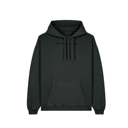 Hoodie "Square Logo" Dyed Black