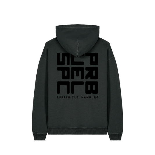 Hoodie "Square Logo" Dyed Black